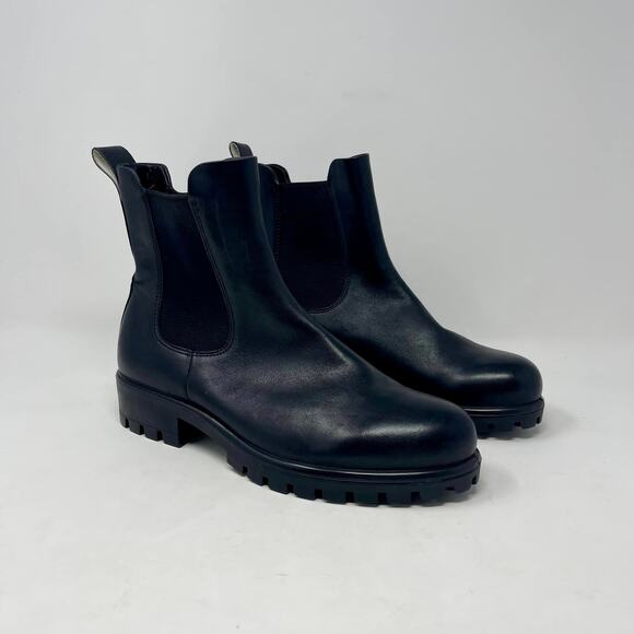 ECCO Black Leather Modtray‎ Chelsea Slip On Lug Sole Ankle Dress Boots - Picture 1 of 10
